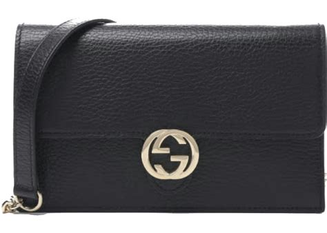 Gucci Dollar Interlocking GG Shoulder Bag Grained Black in .